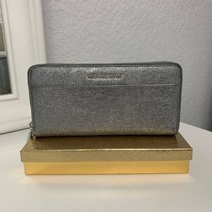 Michael Kors Silver Zip-Around Wallet